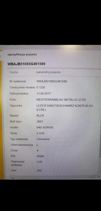 BMW Seria 5 cena 165000 przebieg: 140000, rok produkcji 2017 z Krzeszowice małe 781